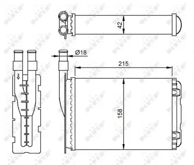 NRF 507339 Kalorıfer Radyatoru Cu+pl (Bakır Borulu) R9 11 GM 7701027040