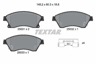 TEXTAR 2503101 Fren Balatası Ön GM 42589333, GM 95530019