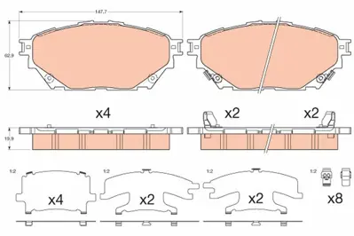 TRW GDB3611 Fren Disk Balata On - Arka Uzun Sase 8li Mitsubishi Fuso Canter Fe859 12> Euro5 Tfb75 Tfb85 Temsa Prestij 10> GM MK585738, GM MK585739, GM MK585740, GM MK585812, GM MK585813, GM MK585933, GM ML252415, GM ML252416, GM ML225279, GM 41060HJ00L