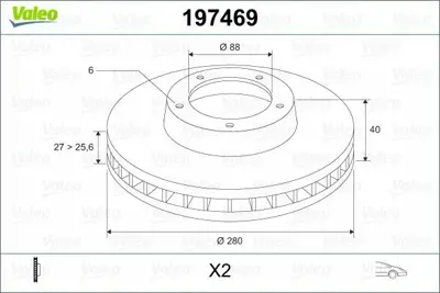 VALEO 197469 Fren Diski Ön X2 Isuzu D-Max 1-2003 9-2012 GM 8980062590, GM 8, GM 98006