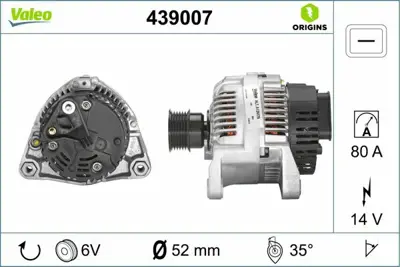 VALEO 439007 Alternator Sarj Dınamosu 12v 80a Bmw E36 E46  GM 12311247488