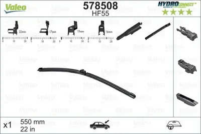 VALEO 578508 Silecek Supurgesı On Muz Tıp 550mm Hf55 (Hydroconnect Coklu Bağlantı) - (X1) GM 7701068753