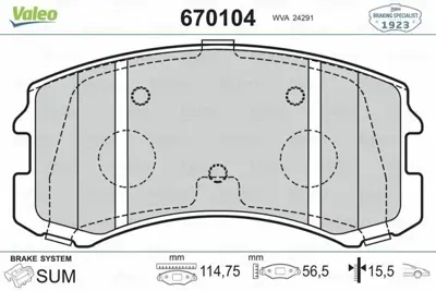 VALEO 670104 On Fren Balatası Mıtsubıshı Lancer 03-08 GM MN116764