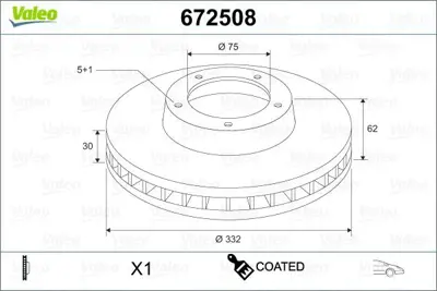 VALEO 672508 Fren Diski On 332mm Kaplamali Bmw E70 F15 E71 F16 GM 34116886478