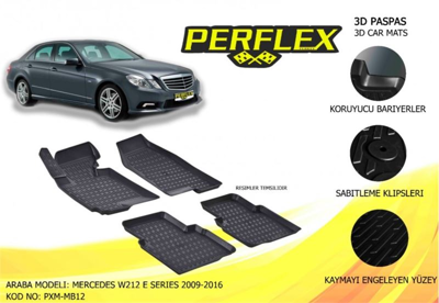 PERFLEX PXM-MB12 Havuzlu Paspas 3d X-Mat Sıyah E-Class W212 09>16