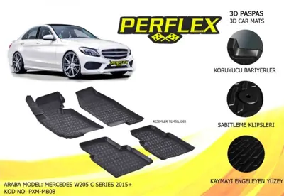 PERFLEX PXM-MB08 Havuzlu Paspas 3d X-Mat Sıyah C-Class W205 15> 